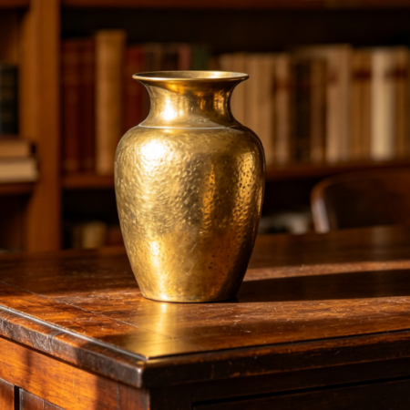 Vintage Hammered Brass Vase